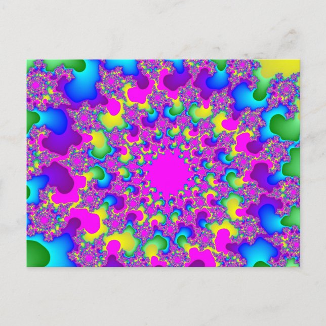 Cartão Postal Olho de Arco-Íris Neon Rosa (Frente)
