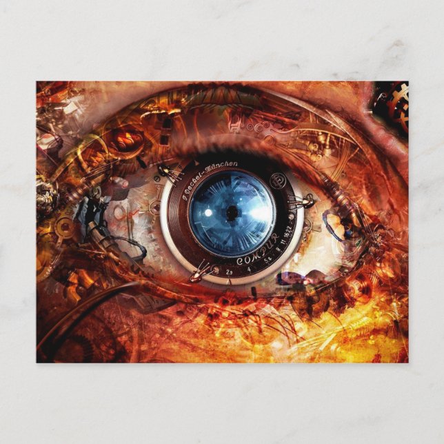 Cartão Postal Olho de Câmera Steampunk (Frente)