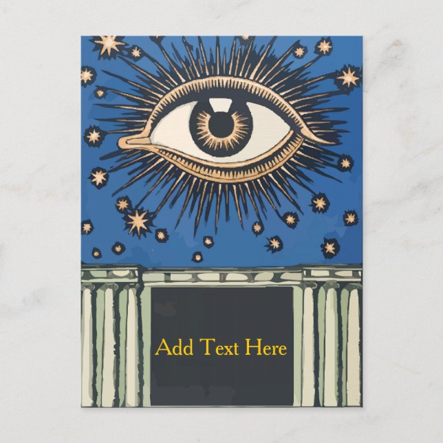 Cartão Postal Olho Grande, personalize o texto adicionado, (Frente)