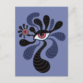 Cartão Postal Olho Rosa Duplo Assustador Da Arte Hiponética Psic