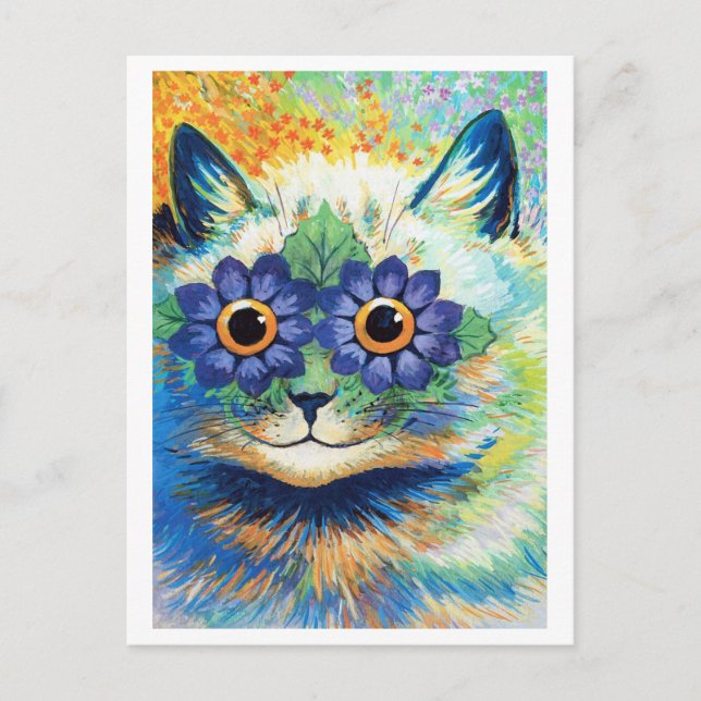Cartão Postal Olhos de Flor Gato, Louis Wain (Frente)