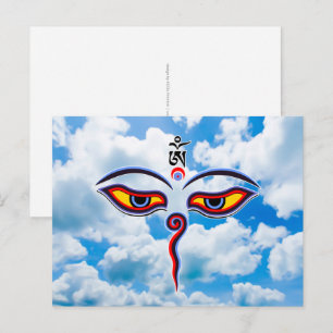 Cartão Postal Olhos de Sabedoria de Buda - olhos do templo Bodhn