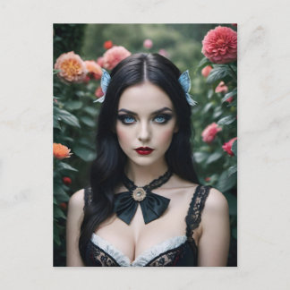 Cartão Postal Olhos e Flores Azuis de Lingerie Sexy