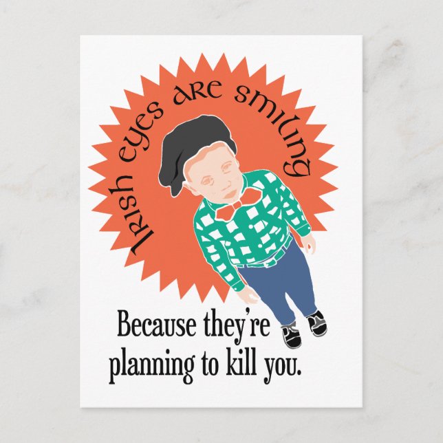 Cartão Postal Olhos Irlandeses estão sorrindo... (Frente)