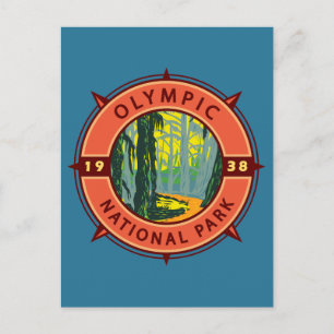 Cartão Postal Olimpiadas National Park Hoh RainForest Retro Comp