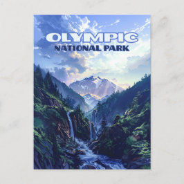 Cartão Postal Olimpiadas National Park Washington Mounts Vintage