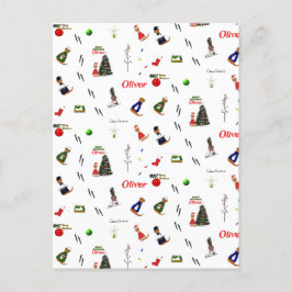 Cartão Postal Oliver The Otter Christmas Random Pattern