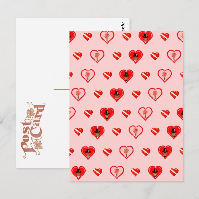 Cartão Postal Oliver The Otter Dia de os namorados Pattern (Frente/Verso)