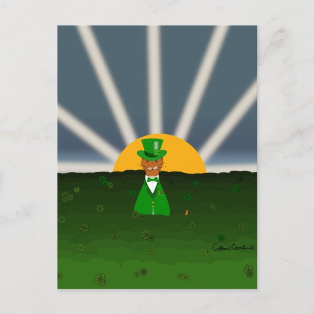 Cartão Postal Oliver The Otter e Field of Shamrocks Jogam Pílula (Frente)