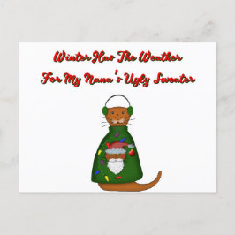 Cartão Postal Oliver The Otter in Nana's Ugly Sweater com palavr
