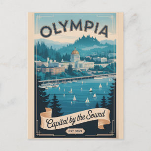 Cartão Postal Olympia Vintage Washington Viagem Retro