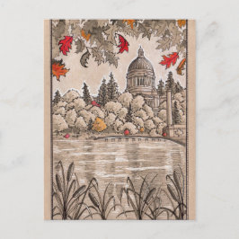 Cartão Postal Olympia Washington Capital e Lago
