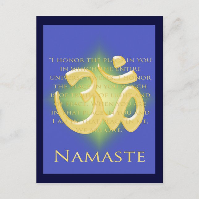 Cartão Postal Om em Azul e Dourado - Namaste (Frente)
