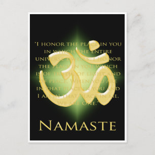 Cartão Postal Om em Preto e Dourado - Namaste
