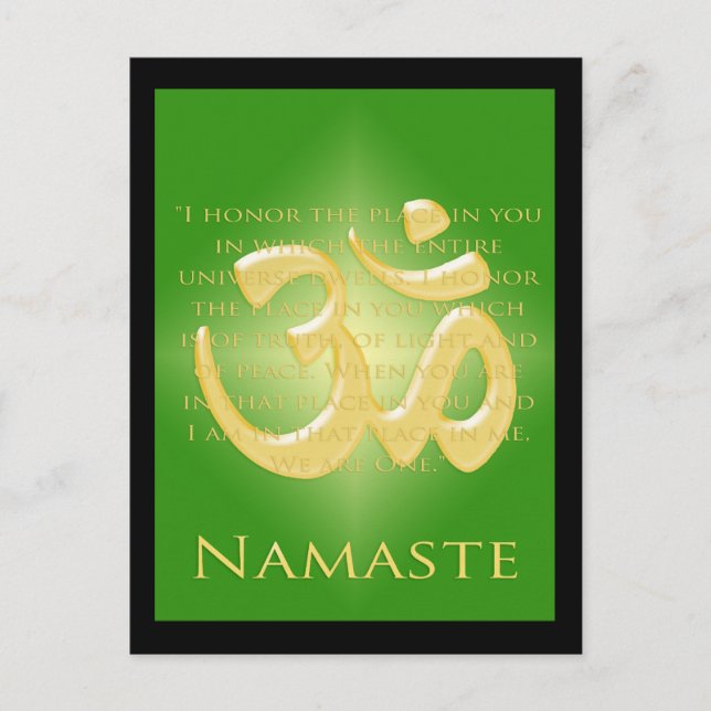 Cartão Postal Om em Verde e Dourado - Namaste (Frente)