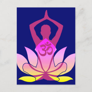 Cartão Postal OM Namaste Espiritual Lotus Flower Yoga azul