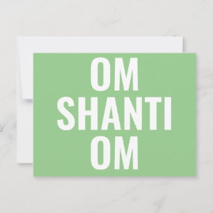 Cartão Postal Om Shanti Om Green White Sanskrit Mantra