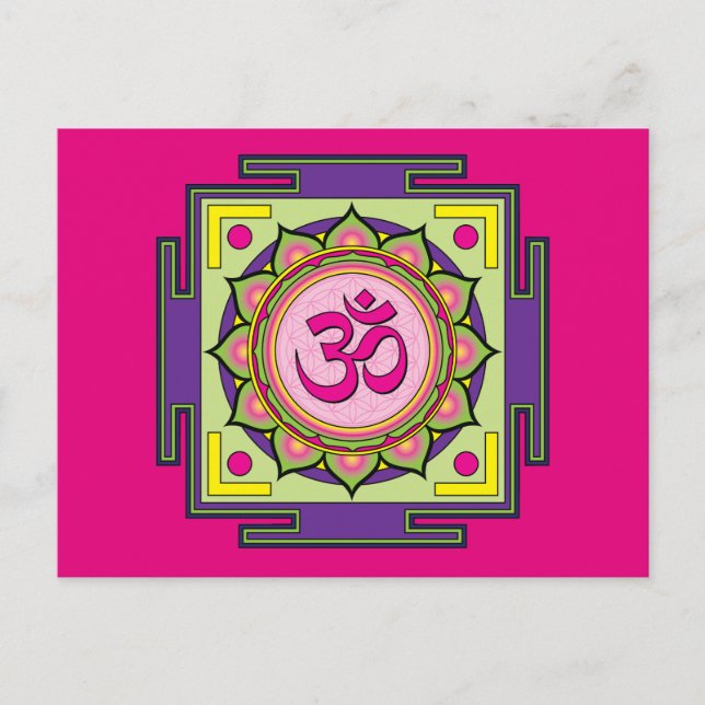 Cartão Postal Om Shanti Om Mandala (Frente)