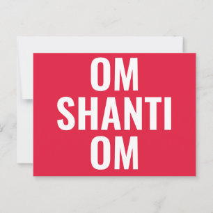 Cartão Postal Om Shanti Om Red White Sanskrit Mantra