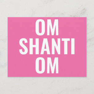 Cartão Postal Om Shanti Om White Sanskrit Mantra Rosa