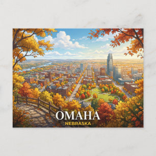Cartão Postal Omaha Nebraska Viagem em Anime Paisagem Urbana d