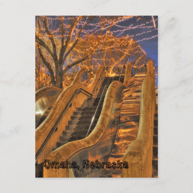Cartão Postal Omaha Nebraska Winter Lights (Frente)