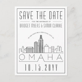 Cartão Postal Omaha Wedding | Skyline Estilizado Salvar a Data