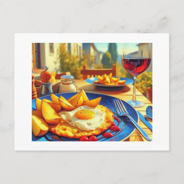 Cartão Postal Omelete de batata espanhola, (Frente)