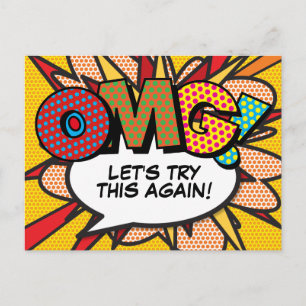 Cartão Postal OMG Mudança de Data Adiada Quadrinhos Arte Pop