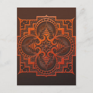 Cartão Postal omjarah Woodcut mandala