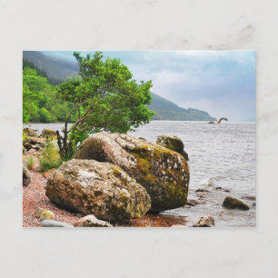 Cartão Postal On the shores of Loch Ness with the monster