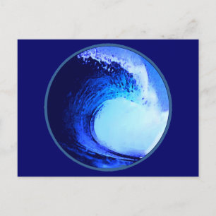 Cartão Postal onda azul no estilo do surf legal