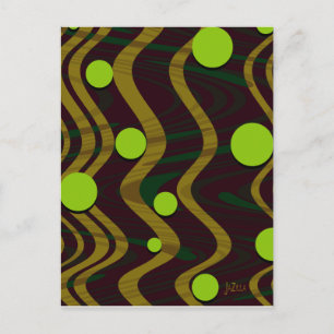 Cartão Postal Onda de Ponto Verde Dourado Marbita