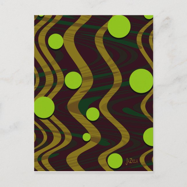 Cartão Postal Onda de Ponto Verde Dourado Marbita (Frente)