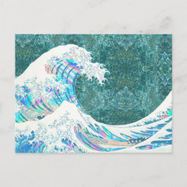 Cartão Postal onda iridescente excelente de kanigawa (verde)