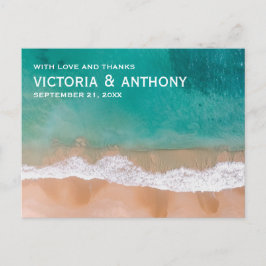 Cartão Postal Onda Oceânica, Casamento de Praia Obrigado