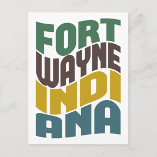Cartão Postal Onda Retro de Fort Wayne Indiana