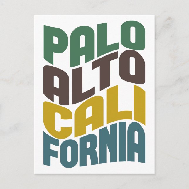 Cartão Postal Onda Retro de Palo Alto Califórnia (Frente)