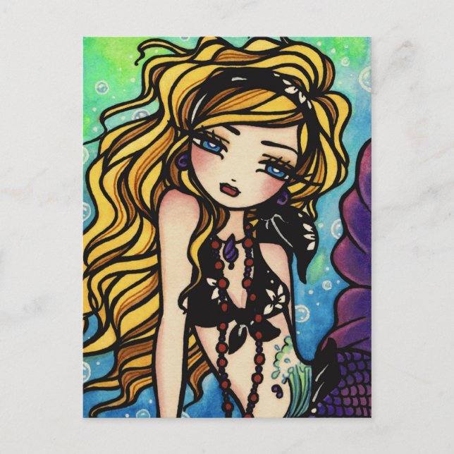 Cartão Postal Onda Tropical Summer Smermaid Fantasy Art Girl (Frente)