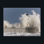 Cartão Postal Ondas Caindo Contra Um Farol<br><div class="desc">Ondas Piscando Contra Um Farol. Direitos autorais: Fotos Design / John Short</div>