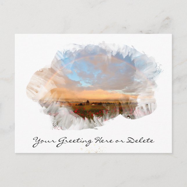 Cartão Postal *~* Ondas da Praia Arco-íris Artes Oceanicas Flora (Frente)