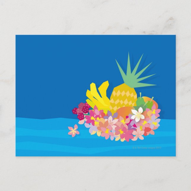 Cartão Postal Ondas de Flor Tropicais (Frente)