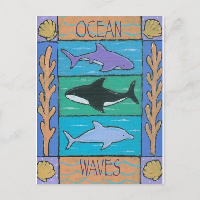 Cartão Postal ondas de oceano (Frente)