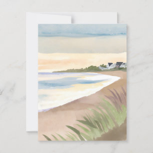 Cartão Postal Ondas de Praia   Aquarela do Oceano Costeiro