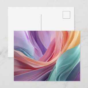 Cartão Postal Ondas de Tecido Pastel Abstrato
