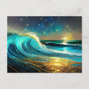 Cartão Postal Ondas Divergentes Brilhantes do Oceano