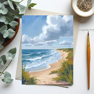 Cartão Postal Ondas do Oceano   Pintura Costeira de Praia