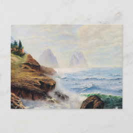 Cartão Postal Ondas Dramáticas Envolvem uma Costa Rocky