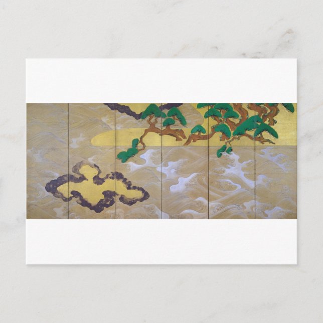 Cartão Postal Ondas em Matsushima (direita), Tawaraya Sotatsu (Frente)