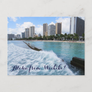 Cartão Postal Ondas Praia Waikiki Honolulu Havaí Oceano Pacífico